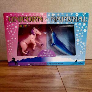 Vintage Unicorn vs. Narwhal Figure Set - Magical Battle Horns!